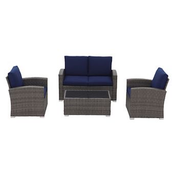 Patio Furniture Set, 4 pc Outdoor Patio Conversation Set