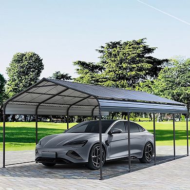 Metal Carport, 12X20 FT Heavy Duty Carport Canopy with Steel Roof and Frame