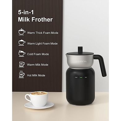 CROWNFUL Milk Frother, Electric 5-in-1 Milk Frother