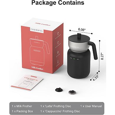 CROWNFUL Milk Frother, Electric 5-in-1 Milk Frother