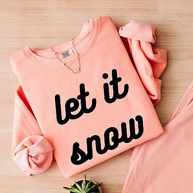 Simply Sage Market Let It Snow Bold Cursive Lightweight Garment Dyed Sweatshirt