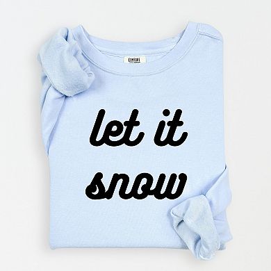 Simply Sage Market Let It Snow Bold Cursive Lightweight Garment Dyed Sweatshirt
