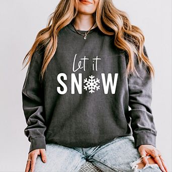 Simply Sage Market Let It Snow Lightweight Garment Dyed Sweatshirt