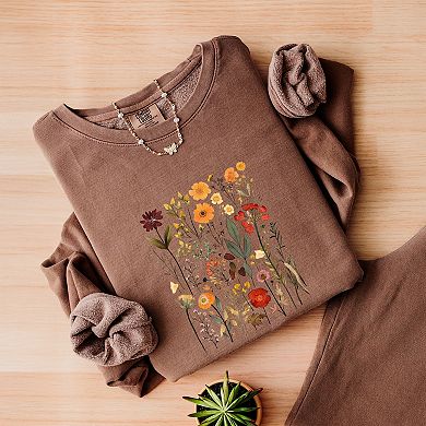Vintage Pressed Flowers - Womens Lightweight Garment Dyed Sweatshirt