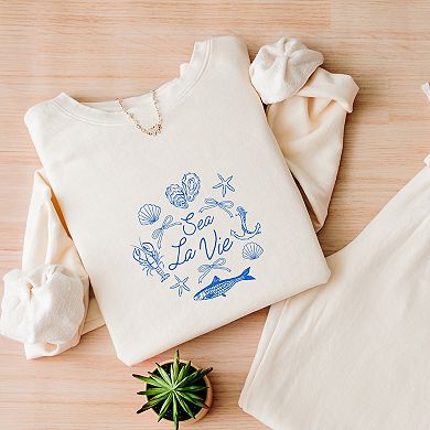 Sea La Vie Collage - Womens Lightweight Garment Dyed Sweatshirt