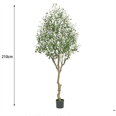 2pcs Artificial Olive Tree, Artificial Olive Tree Indoor With Natural Wood Trunk