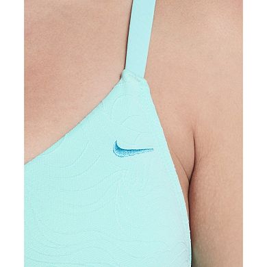 Women's Nike Swim Effortless Line Wave Jacquard V-Neck Midkini Swim Top