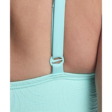 Women's Nike Swim Effortless Line Wave Jacquard V-Neck Midkini Swim Top