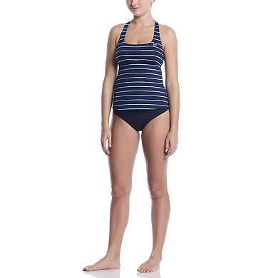 Women's Nike Swim Effortless Preppy Pinstripe Square Neck Tankini Swim Top