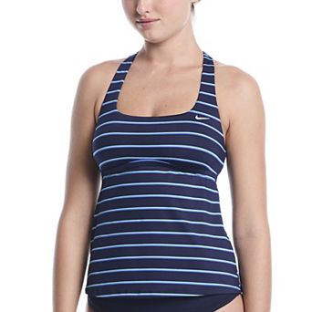 Women's Nike Swim Effortless Preppy Pinstripe Square Neck Tankini Swim Top