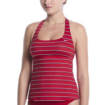 Women's Nike Swim Effortless Preppy Pinstripe Square Neck Tankini Swim Top