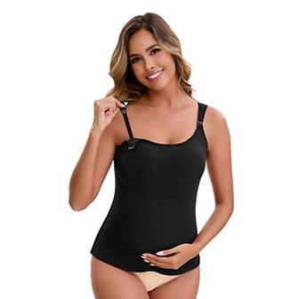 Women's Maternity Thermal Tank Tops with Built-In Bra Pregnancy Nursing Camisole Adjustable Straps