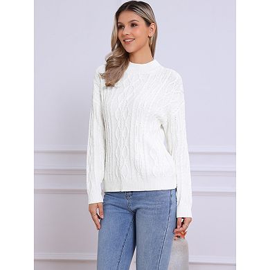 Knit Sweater for Women's Cable Vintage Pullover Sweaters Woven Crewneck Knitted Tops