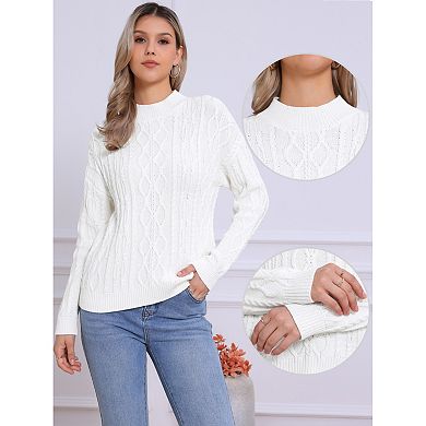 Knit Sweater for Women's Cable Vintage Pullover Sweaters Woven Crewneck Knitted Tops