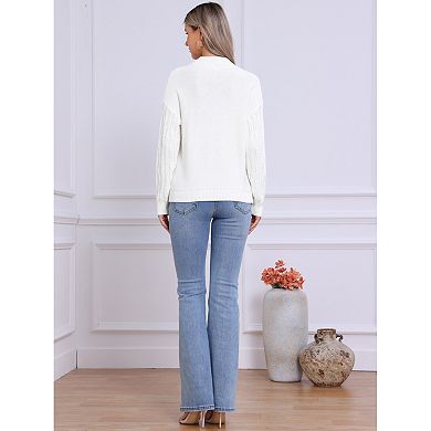 Knit Sweater for Women's Cable Vintage Pullover Sweaters Woven Crewneck Knitted Tops