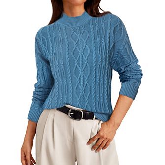 Knit Sweater for Women's Cable Vintage Pullover Sweaters Woven Crewneck Knitted Tops