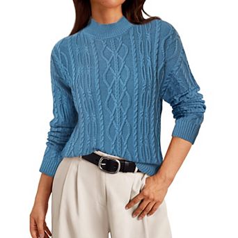Knit Sweater for Women's Cable Vintage Pullover Sweaters Woven Crewneck Knitted Tops