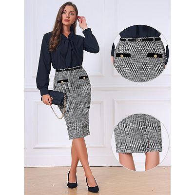 holiday cocktail dress HIGH-WAISTED PENCIL SKIRT – CHELA main image 1