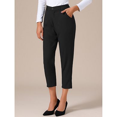 Women's Business Casual Pants Cropped Length Work Office Trousers with Pockets