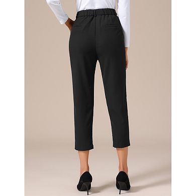 Women's Business Casual Pants Cropped Length Work Office Trousers with Pockets