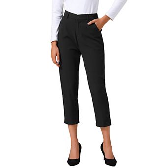 Women's Business Casual Pants Cropped Length Work Office Trousers with Pockets