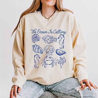 Simply Sage Market The Ocean Is Calling Collage Lightweight Garment Dyed Sweatshirt