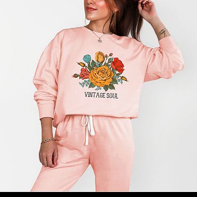 Vintage Soul Flowers - Women's Lightweight Garment Dyed Sweatshirt