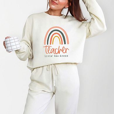Simply Sage Market Teacher Livin' The Dream Rainbow Lightweight Garment Dyed Sweatshirt