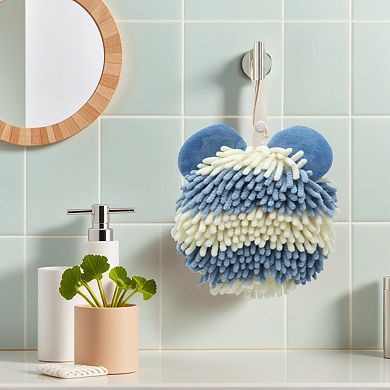 2Pcs Fuzzy Ball Hand Towels for Bathroom, Soft Absorbent Chenille Hanging Ball Towels 7"x7"