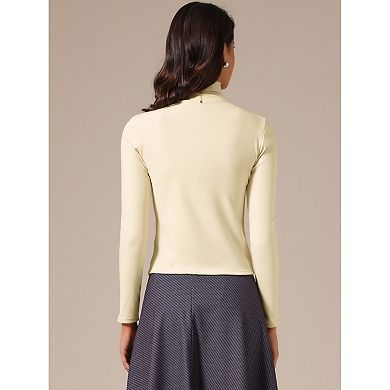 Women's Turtleneck Knit Top Asymmetric Slim Fit Basic Thermal Shirts