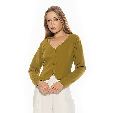Women's ALEXIA ADMOR Delyra Button Down V-Neck Sweater