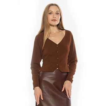 Women's ALEXIA ADMOR Delyra Button Down V-Neck Sweater