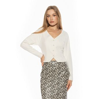 Women's ALEXIA ADMOR Delyra Button Down V-Neck Sweater