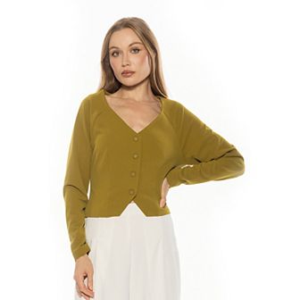 Women's ALEXIA ADMOR Delyra Button Down V-Neck Sweater