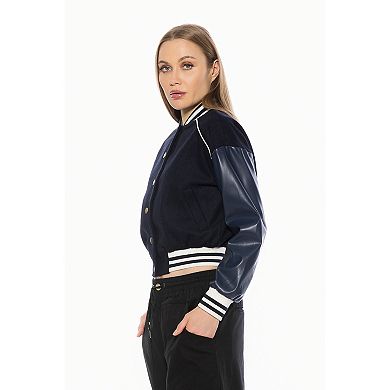 Women's ALEXIA ADMOR Ciela Varsity Bomber Jacket with Lettering Detail