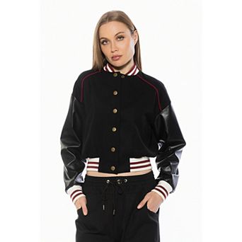 Women's ALEXIA ADMOR Ciela Varsity Bomber Jacket with Lettering Detail