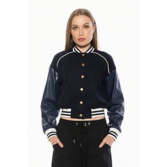 Women's ALEXIA ADMOR Ciela Varsity Bomber Jacket with Lettering Detail