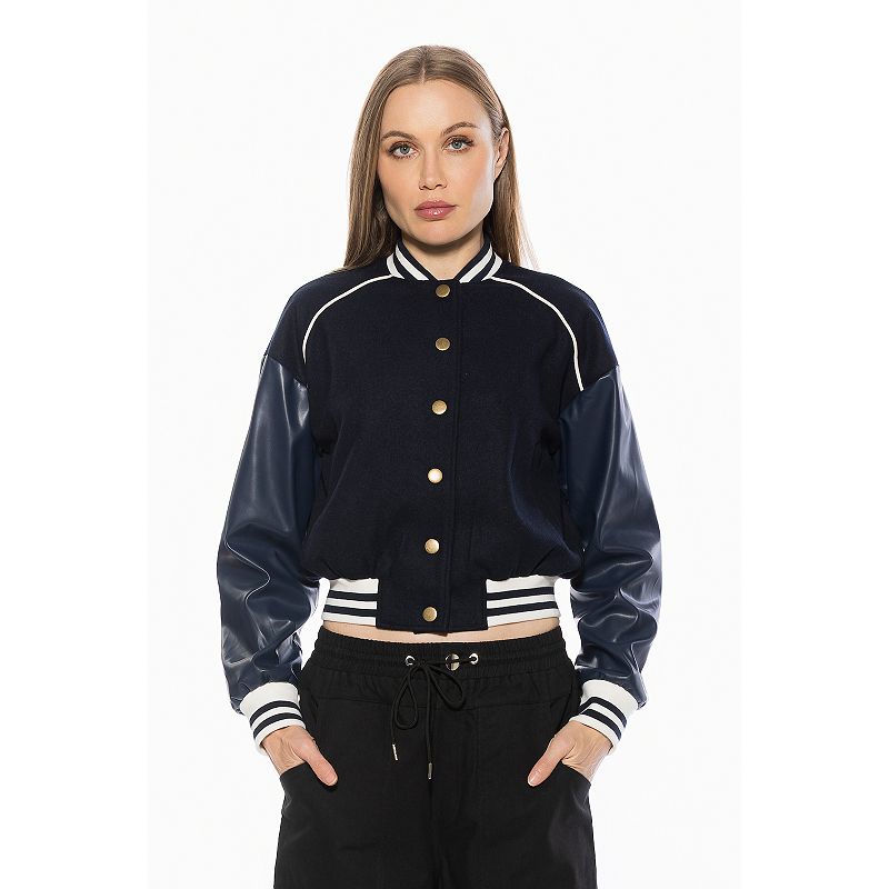 Women's ALEXIA ADMOR Ciela Varsity Bomber Jacket with Lettering Detail,