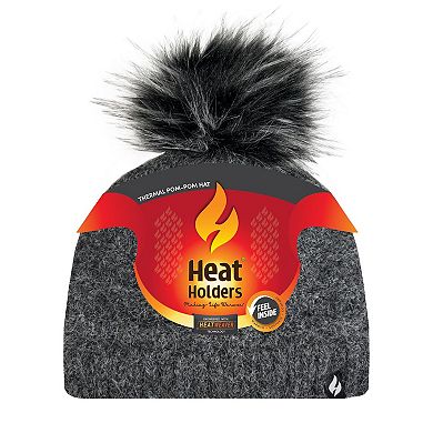 Women's Heat Holders Heatweaver Lined Wool Blend Pom Pom Beanie