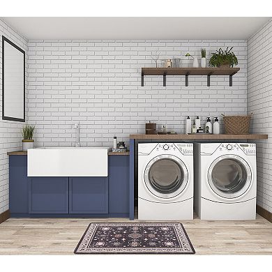 World Rug Gallery Transitional Bordered Cushioned Anti-Fatigue Kitchen Mat