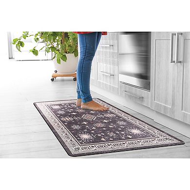 World Rug Gallery Transitional Bordered Cushioned Anti-Fatigue Kitchen Mat