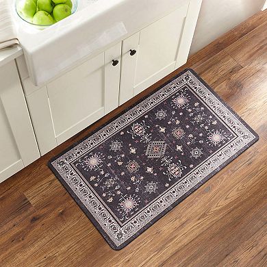 World Rug Gallery Transitional Bordered Cushioned Anti-Fatigue Kitchen Mat