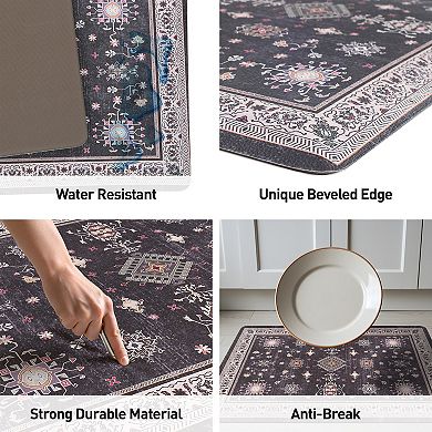 World Rug Gallery Transitional Bordered Cushioned Anti-Fatigue Kitchen Mat