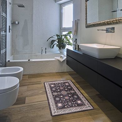 World Rug Gallery Transitional Bordered Cushioned Anti-Fatigue Kitchen Mat