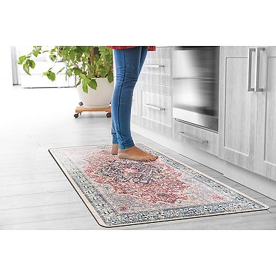 World Rug Gallery Transitional Medallion Cushioned Anti-Fatigue Kitchen Mat