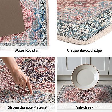 World Rug Gallery Transitional Medallion Cushioned Anti-Fatigue Kitchen Mat