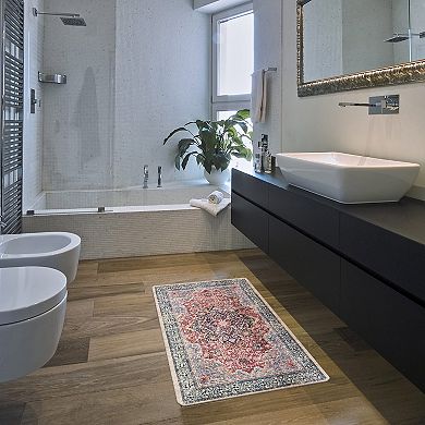 World Rug Gallery Transitional Medallion Cushioned Anti-Fatigue Kitchen Mat