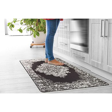 World Rug Gallery Distressed Medallion Cushioned Anti-Fatigue Kitchen Mat