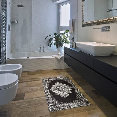 World Rug Gallery Distressed Medallion Cushioned Anti-Fatigue Kitchen Mat