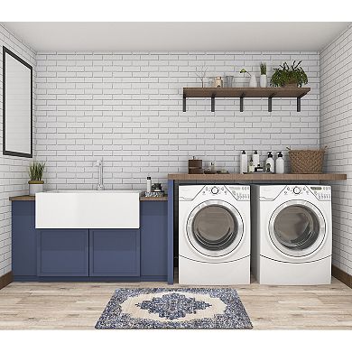 World Rug Gallery Distressed Medallion Cushioned Anti-Fatigue Kitchen Mat